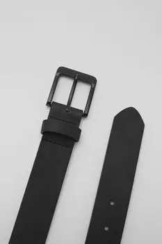 Ремень из искусственной кожи черного цвета с прямоугольной пряжкой PULL&amp;BEAR