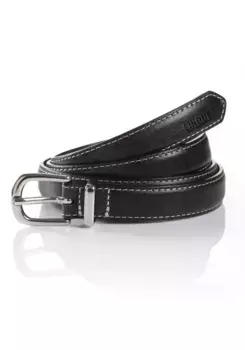 Ремень из кожи Cinque "BOSA" с тиснением и металлической петлей для ремня, черный