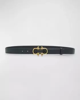 Ремень из кожи и латуни с двойной пряжкой Bottega Veneta, цвет Black M Brass