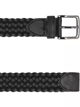 Ремень из кожи с переплетенным узором Paul & Shark, черный