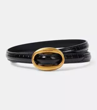 Ремень из кожи с тиснением под крокодила Saint Laurent, черный