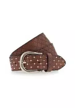 Ремень из кожи с золотыми заклепками Lina B.Belt, цвет cognac