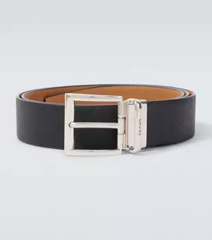 Ремень из кожи Saffiano реверсивный Prada, черный