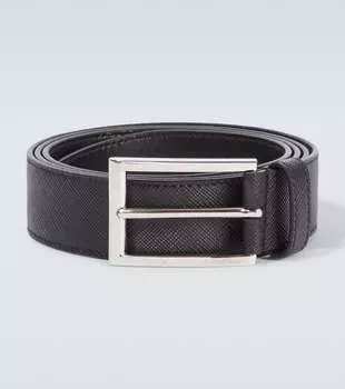 Ремень из кожи Saffiano с логотипом Prada, черный
