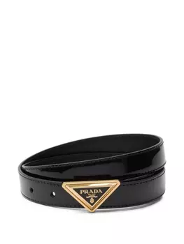 Ремень из лакированной кожи Prada, черный