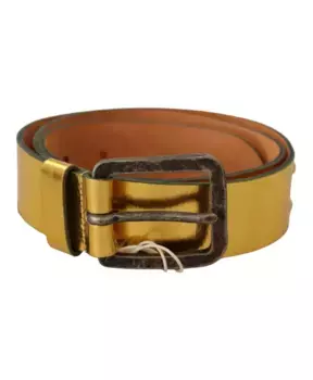 Ремень из натуральной кожи с серебряной пряжкой в деревенском стиле John Galliano, желтый