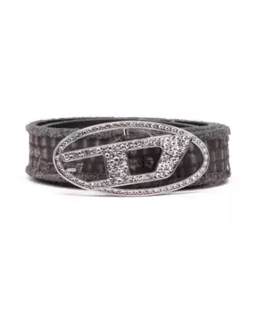 Ремень из парусины и кожи со стразами Diesel, черный