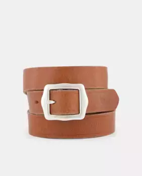 Ремень из темно-бордовой кожи с серебряной квадратной пряжкой Levi's