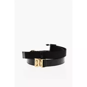 Ремень из тисненой кожи с пряжкой RELEASE BUCKLE и эффектом крокодила 2 Givenchy, черный