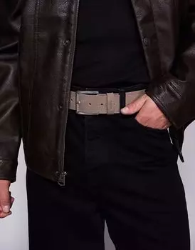 Ремень из замши и кожи с пряжкой-логотипом HUGO RED Gionio бежевого цвета