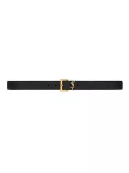 Ремень из зернистой кожи с логотипом Saint Laurent, неро