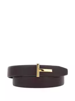 Ремень из зернистой кожи с Т-образной пряжкой TOM FORD, красный
