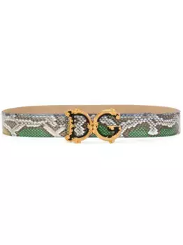 Ремень из змеиной кожи с пряжкой-логотипом DOLCE & GABBANA, зеленый