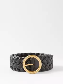 Ремень kalimero intrecciato из бумажно-кожаной ткани Bottega Veneta, черный
