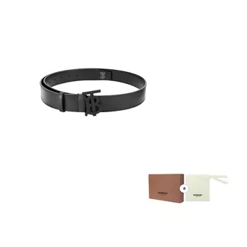 Ремень кожаный Burberry мужской, черный