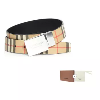 Ремень кожаный Burberry Vintage, бежевый / черный