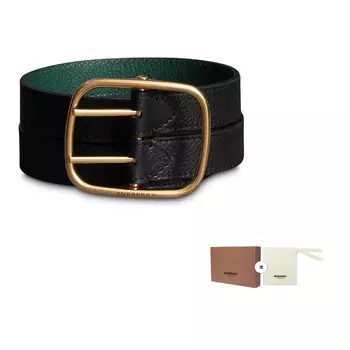 Ремень кожаный Burberry женский, черный / зеленый