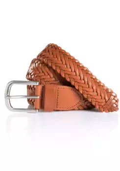 Ремень кожаный Cinque "ROM", плетеный ремень, коричневый