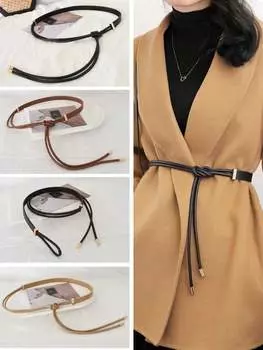 Ремень кожаный для женщин, черный