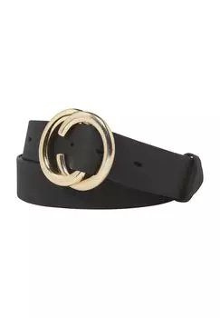 Ремень кожаный, двойная застежка, женский Vanzetti, черный