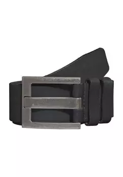 Ремень кожаный, гладкая кожа, однотонный, мужской Manguun, черный