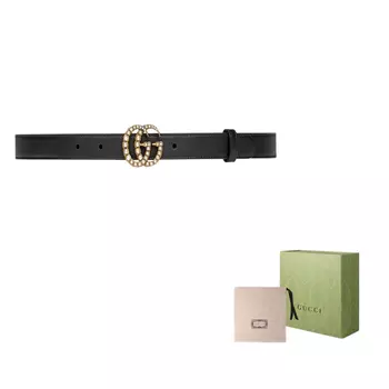 Ремень кожаный Gucci Double G женский, черный
