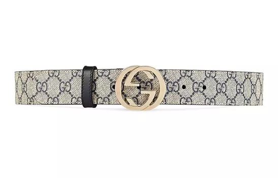 Ремень кожаный Gucci Supreme, белый / черный