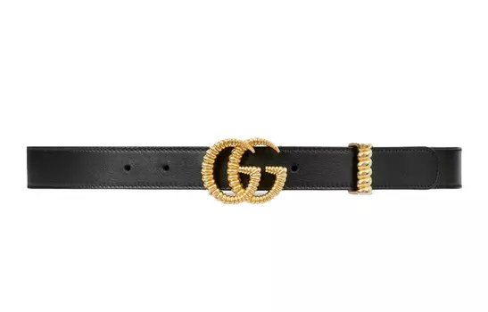 Ремень кожаный Gucci Torchon Double G, черный