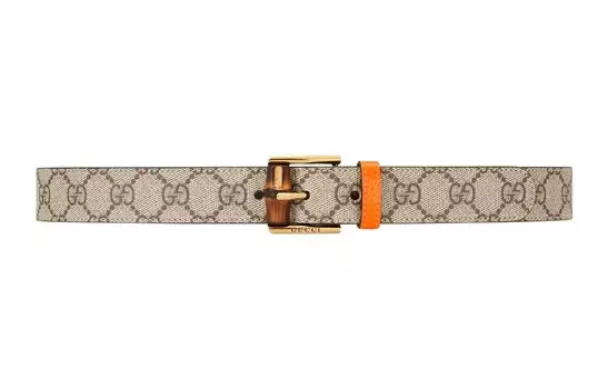 Ремень кожаный Gucci женский, бежевый / коричневый