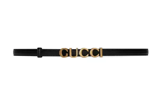 Ремень кожаный Gucci женский, черный