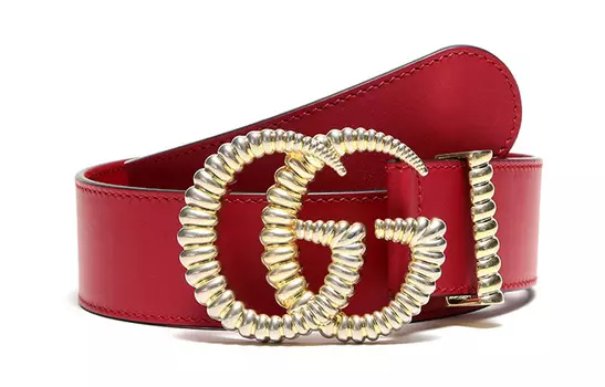 Ремень кожаный Gucci женский, красный