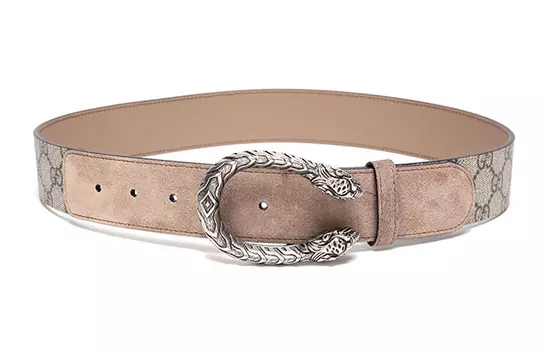 Ремень кожаный Gucci женский, серо-бежевый