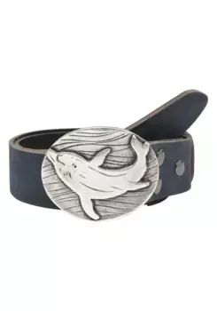 Ремень кожаный LIFE RING by showroom 019°, пряжка с животным мотивом, сменная Rettungsring By Showroom 019°, синий