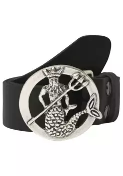 Ремень кожаный LIFE RING by showroom 019°, со сменной застежкой "Neptune Round Silver" Rettungsring By Showroom 019°, черный