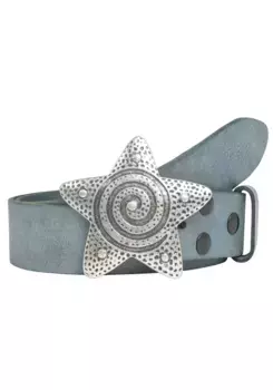 Ремень кожаный LIFE RING by showroom 019°, со сменной застежкой "Starfish Silver" Rettungsring By Showroom 019°, джинсовый