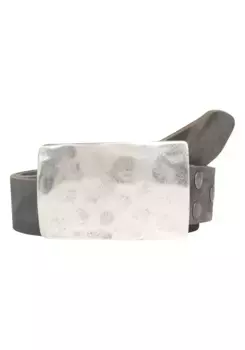 Ремень кожаный LIFEBULT by showroom 019°, с кованой квадратной пряжкой, сменный Rettungsring By Showroom 019°, серый