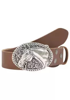 Ремень кожаный LIFEBULT by showroom 019°, со сменной застежкой "Horse Head Oval" Rettungsring By Showroom 019°, коричневый