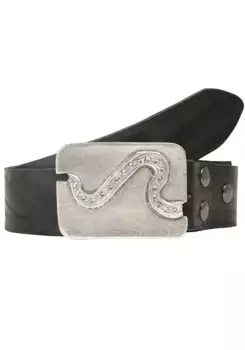 Ремень кожаный LIFEBULT by showroom 019°, со сменной застежкой "Path Swarovski" Rettungsring By Showroom 019°, черный