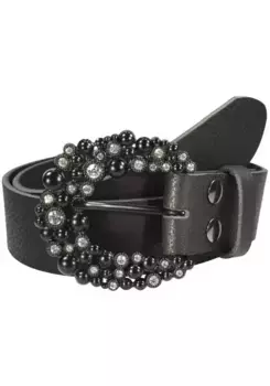 Ремень кожаный LIFEBURG by showroom 019°, со сменной застежкой "Thorn Rhinestone Black", 4см Rettungsring By Showroom 019°, черный