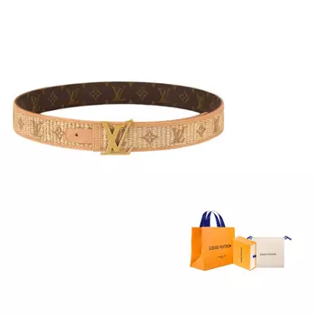 Ремень кожаный Louis Vuitton мужской, желтый / коричневый