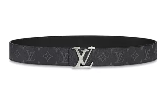 Ремень кожаный Louis Vuitton с серебряной пряжкой, черный