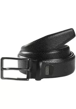 Ремень кожаный MONTI "CAMBRIDGE", ширина 3,5 см, классический деловой, укорачивается до 125 размера, черный