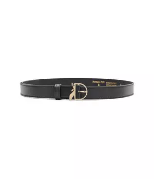 Ремень кожаный Patrizia Pepe с пряжкой, черный / золотой