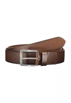 Ремень кожаный, полосатое тиснение, мужской LERROS, цвет Cognac