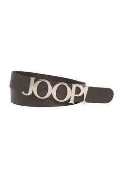 Ремень кожаный, пряжка с логотипом, однотонный, женский JOOP!, цвет Coffee