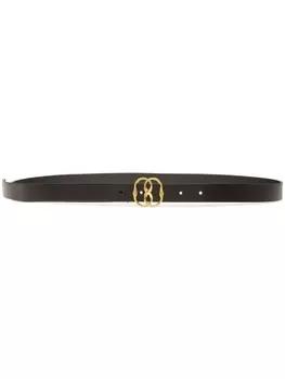 Ремень кожаный с эмблемой Bally, черный
