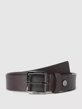 Ремень кожаный с деталью лейбла модель CONCISE Calvin Klein, темно-коричневый