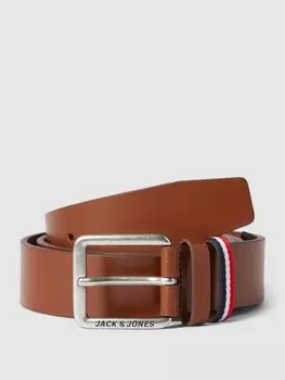 Ремень кожаный с пряжкой модель "ESPO" Jack & Jones, коньячный цвет