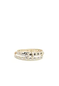 Ремень кожаный с заклепками-качалкой шириной 2см, натуральная кожа, производство Италия Collezione alessandro, бежевый