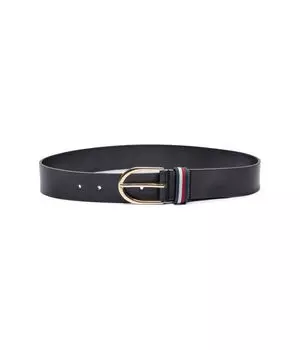 Ремень кожаный Tommy Hilfiger с логотипом, черный